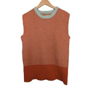 Stylish Sleeveless Sweater in Orange and Mint